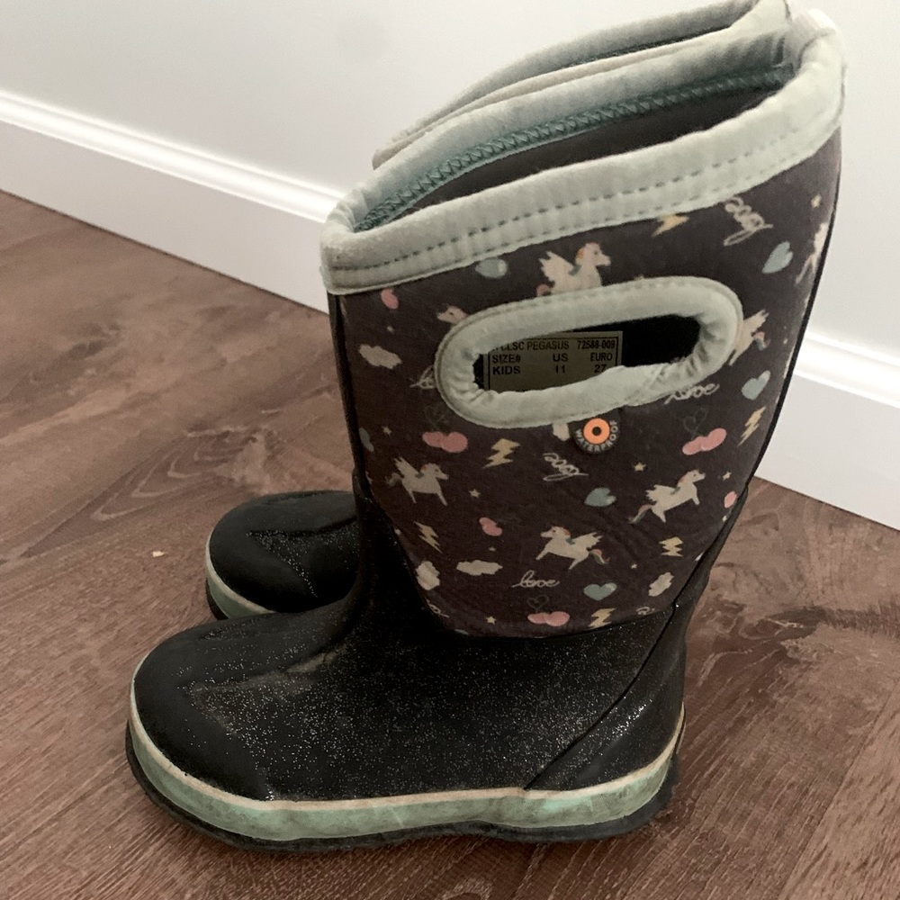 Used waterproof BOGS. Kid Size 11 with Pegasus/unicorn